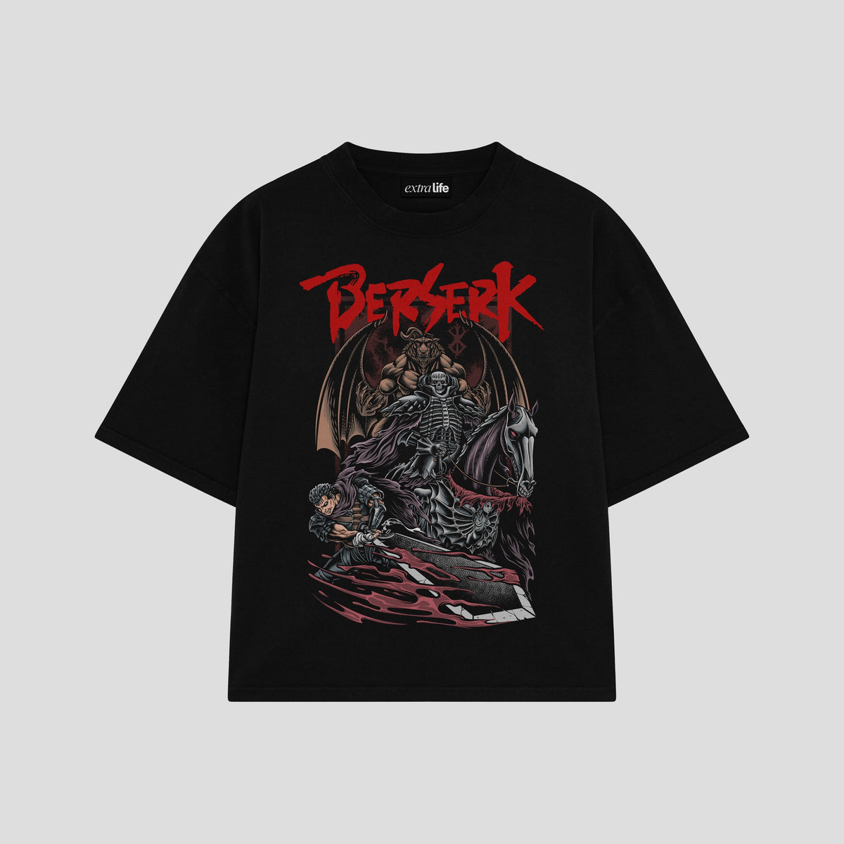 Playera streetwear premium de anime y gaming ExtraLife MX, corte oversized drop shoulder ligero y fresco en color Deep Black y Off-White, moda urbana mexicana de culto.
