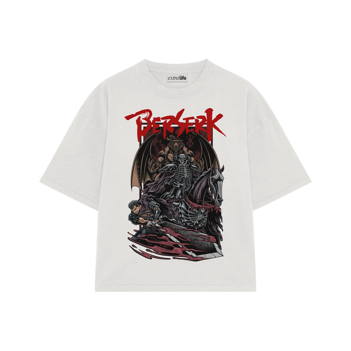 Playera streetwear premium de anime y gaming ExtraLife MX, corte oversized drop shoulder ligero y fresco en color Deep Black y Off-White, moda urbana mexicana de culto.