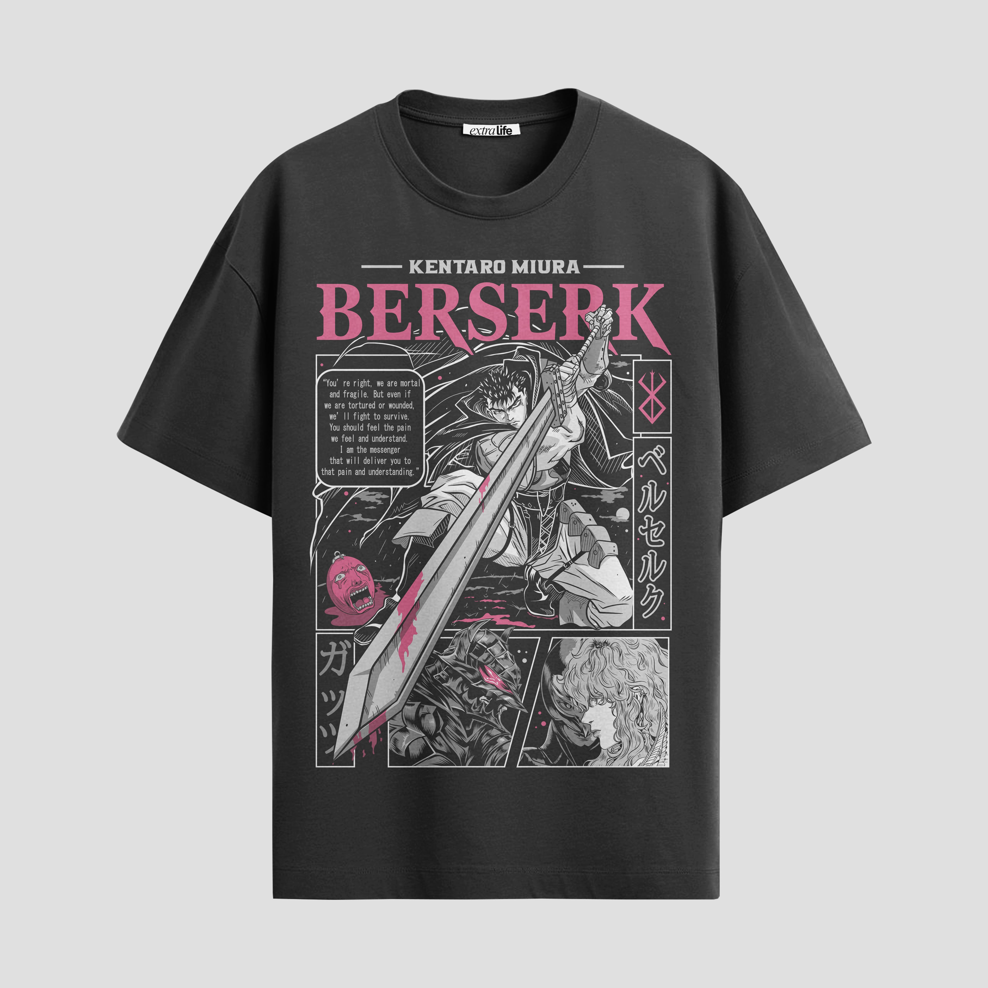 Playera urbana de anime y gaming ExtraLife MX, corte Standard Fit unisex ligero y transpirable en color Deep Black y Pure White, ropa de uso diario para gym y casual.