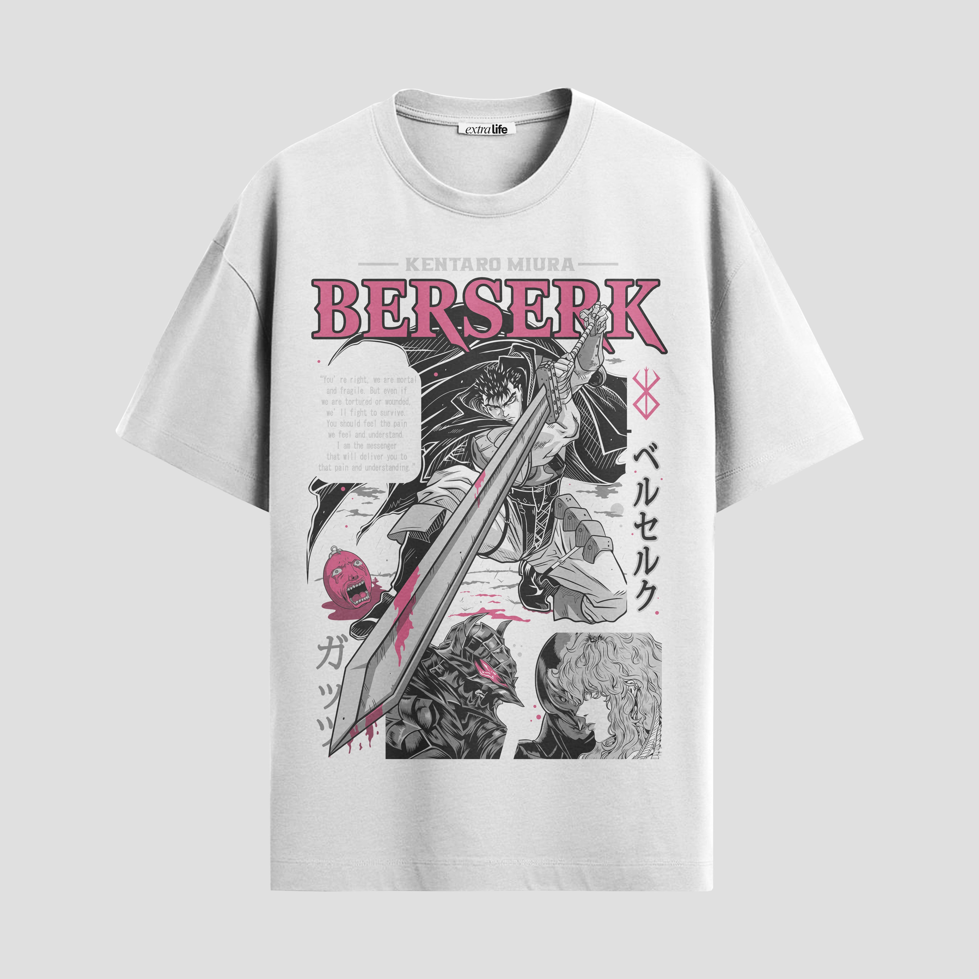 Playera urbana de anime y gaming ExtraLife MX, corte Standard Fit unisex ligero y transpirable en color Deep Black y Pure White, ropa de uso diario para gym y casual.