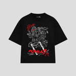 Playera streetwear premium de anime y gaming ExtraLife MX, corte oversized drop shoulder ligero y fresco en color Deep Black y Off-White, moda urbana mexicana de culto.