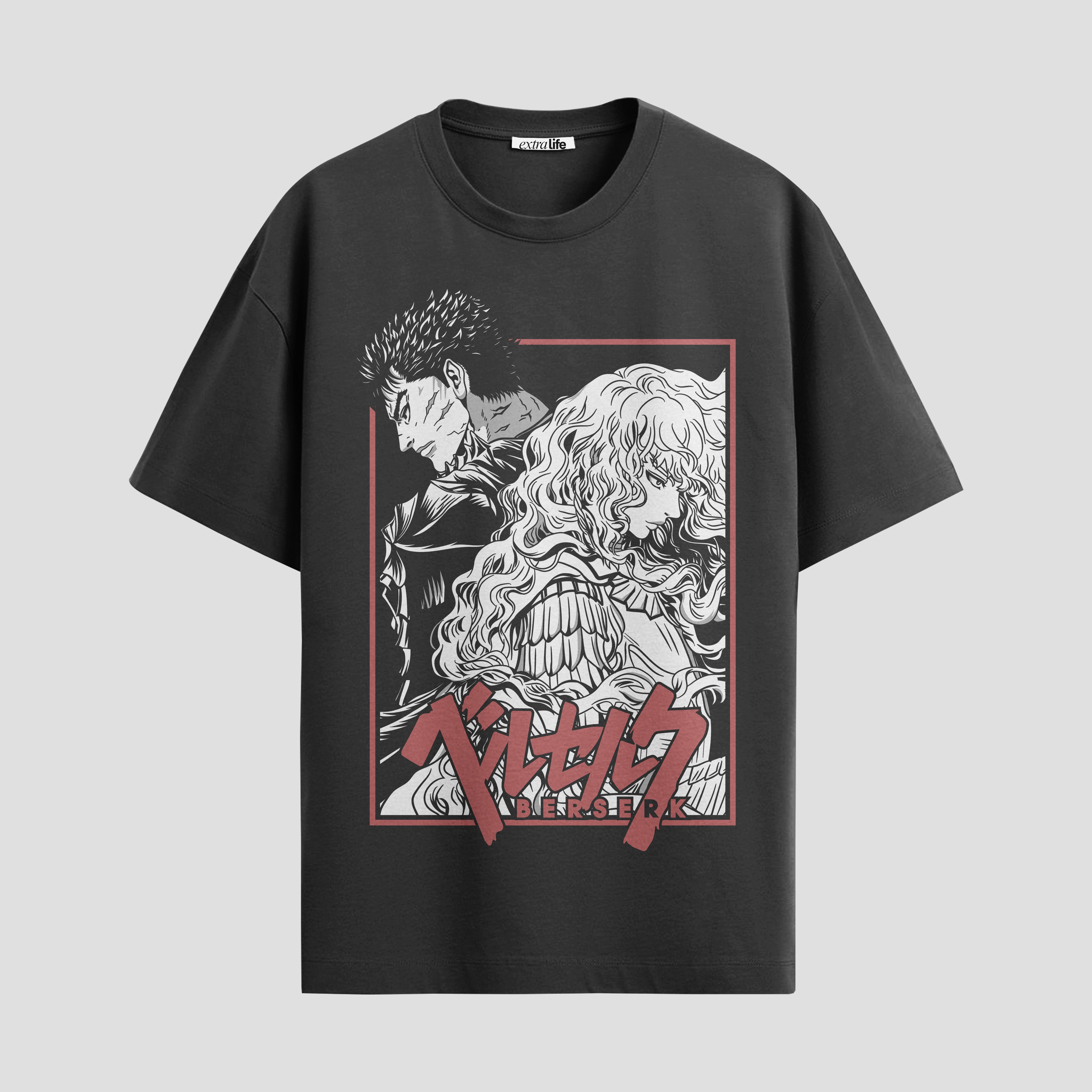 Playera urbana de anime y gaming ExtraLife MX, corte Standard Fit unisex ligero y transpirable en color Deep Black y Pure White, ropa de uso diario para gym y casual.