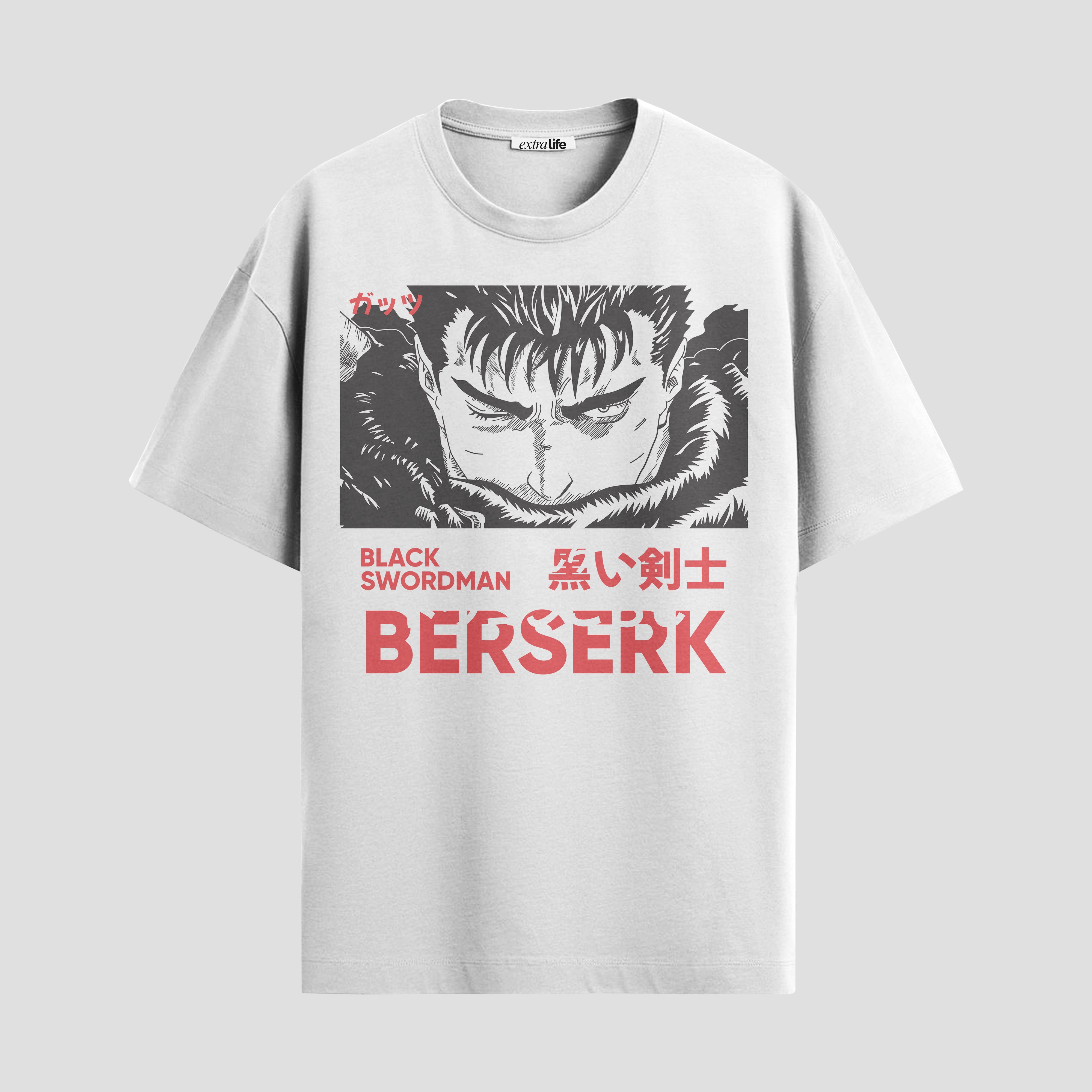 Playera urbana de anime y gaming ExtraLife MX, corte Standard Fit unisex ligero y transpirable en color Deep Black y Pure White, ropa de uso diario para gym y casual.