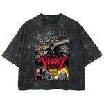 Playera streetwear premium de anime y gaming ExtraLife MX, corte boxy deluxe mineral wash heavyweight en color Acid Wash, moda urbana mexicana de culto.