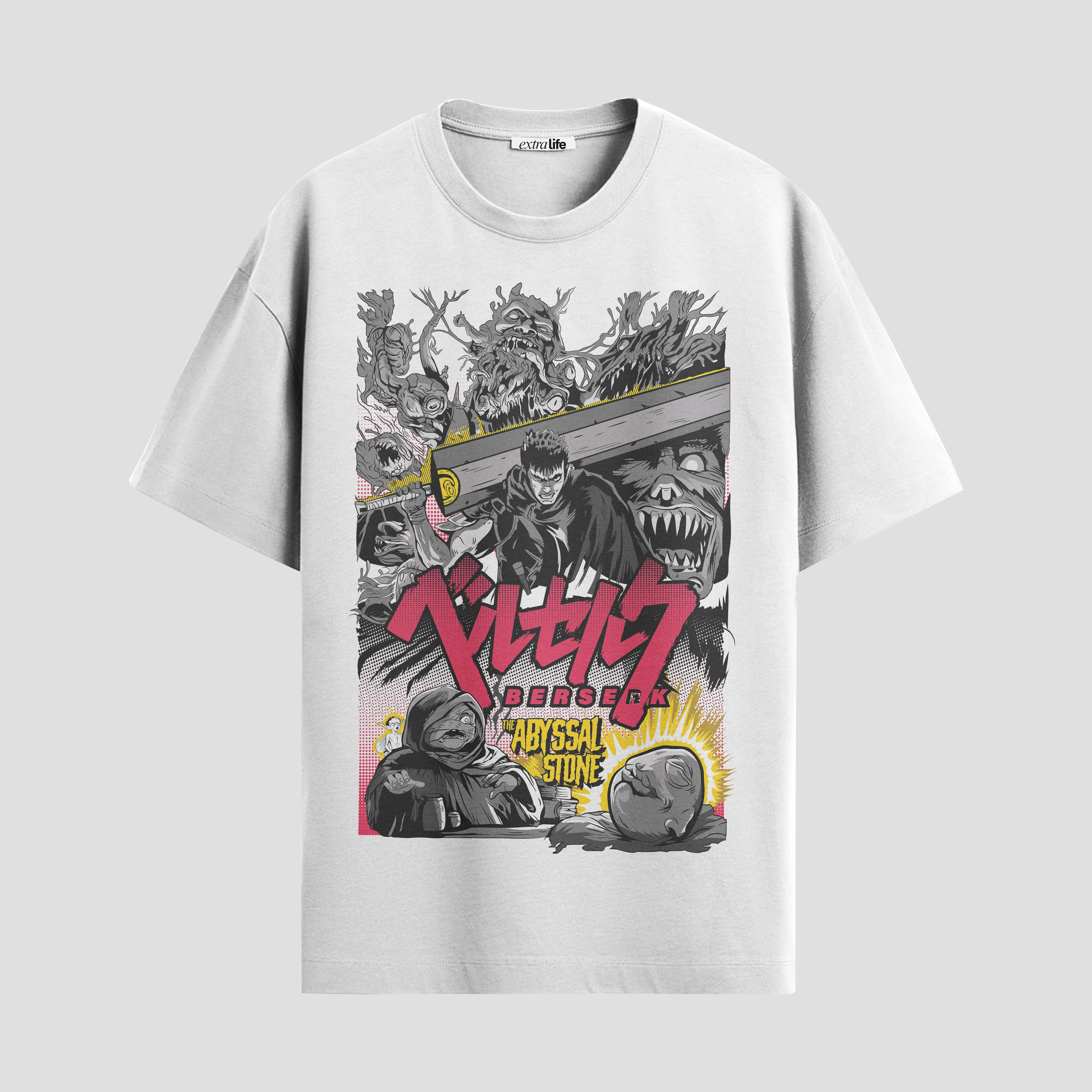 Playera urbana de anime y gaming ExtraLife MX, corte Standard Fit unisex ligero y transpirable en color Deep Black y Pure White, ropa de uso diario para gym y casual.