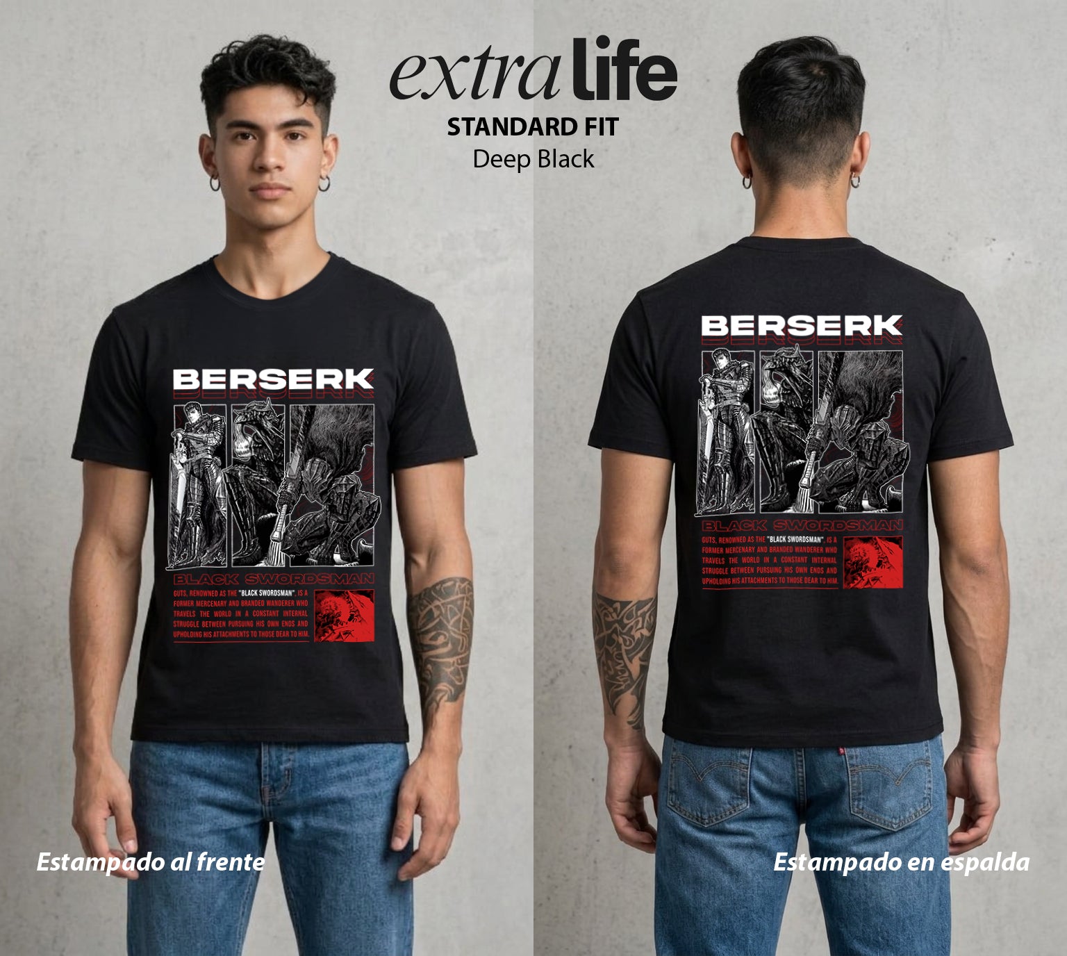 La Marca del Sacrificio | El Eclipse #00212 - Playera Standard Fit | Deep Black - Foto en modelo