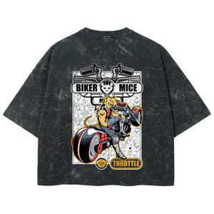 Playera streetwear premium de anime y gaming ExtraLife MX, corte boxy deluxe mineral wash heavyweight en color Acid Wash, moda urbana mexicana de culto.