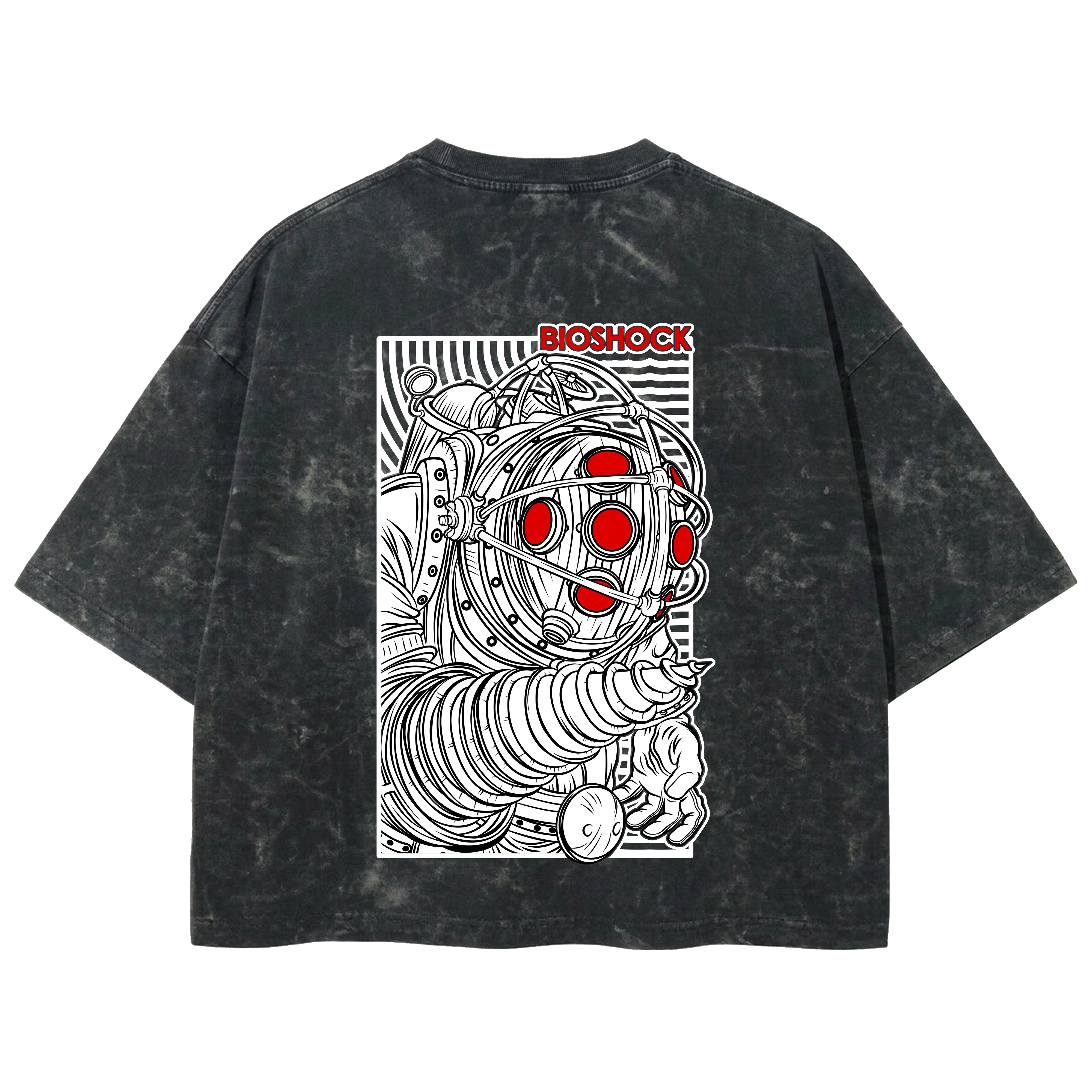 Playera streetwear premium de anime y gaming ExtraLife MX, corte boxy deluxe mineral wash heavyweight en color Acid Wash, moda urbana mexicana de culto.
