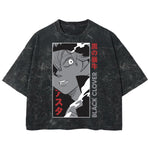 Playera streetwear premium de anime y gaming ExtraLife MX, corte boxy deluxe mineral wash heavyweight en color Acid Wash, moda urbana mexicana de culto.