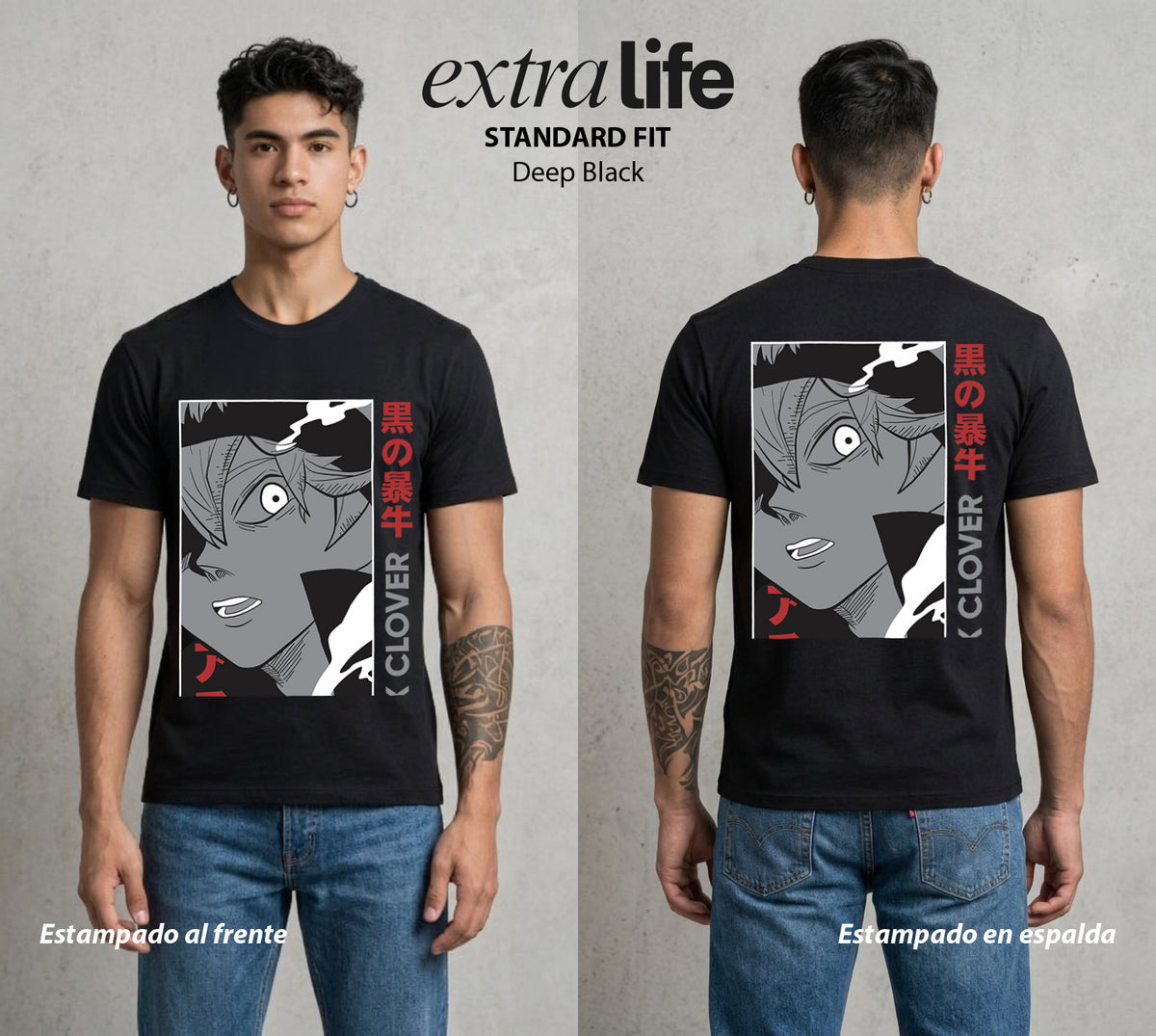 El Trebol Magico | Black Clover Asta #00218 - Playera Classic Premium | Deep Black - Foto en modelo