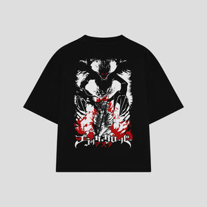 Playera streetwear premium de anime y gaming ExtraLife MX, corte oversized drop shoulder ligero y fresco en color Deep Black y Off-White, moda urbana mexicana de culto.