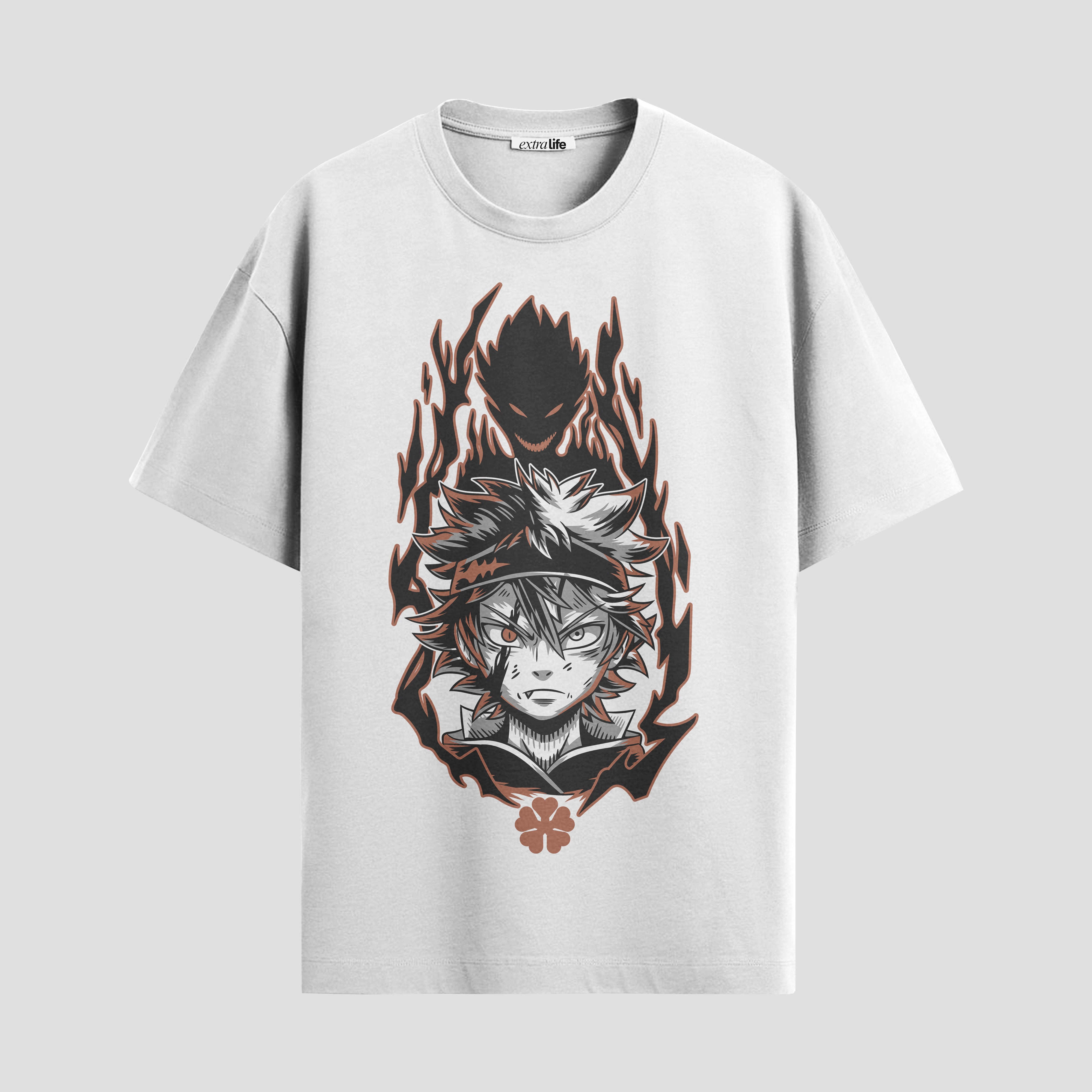 Playera urbana de anime y gaming ExtraLife MX, corte Standard Fit unisex ligero y transpirable en color Deep Black y Pure White, ropa de uso diario para gym y casual.