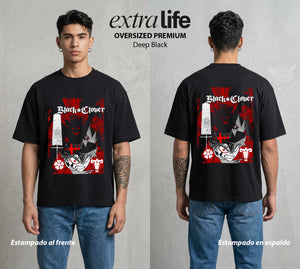 El Trebol Magico | Black Clover Asta #00221 - Playera Oversized Premium | Deep Black - Foto en modelo