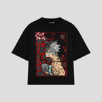 Playera streetwear premium de anime y gaming ExtraLife MX, corte oversized drop shoulder ligero y fresco en color Deep Black y Off-White, moda urbana mexicana de culto.