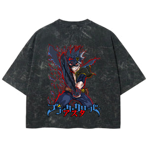 Playera streetwear premium de anime y gaming ExtraLife MX, corte boxy deluxe mineral wash heavyweight en color Acid Wash, moda urbana mexicana de culto.