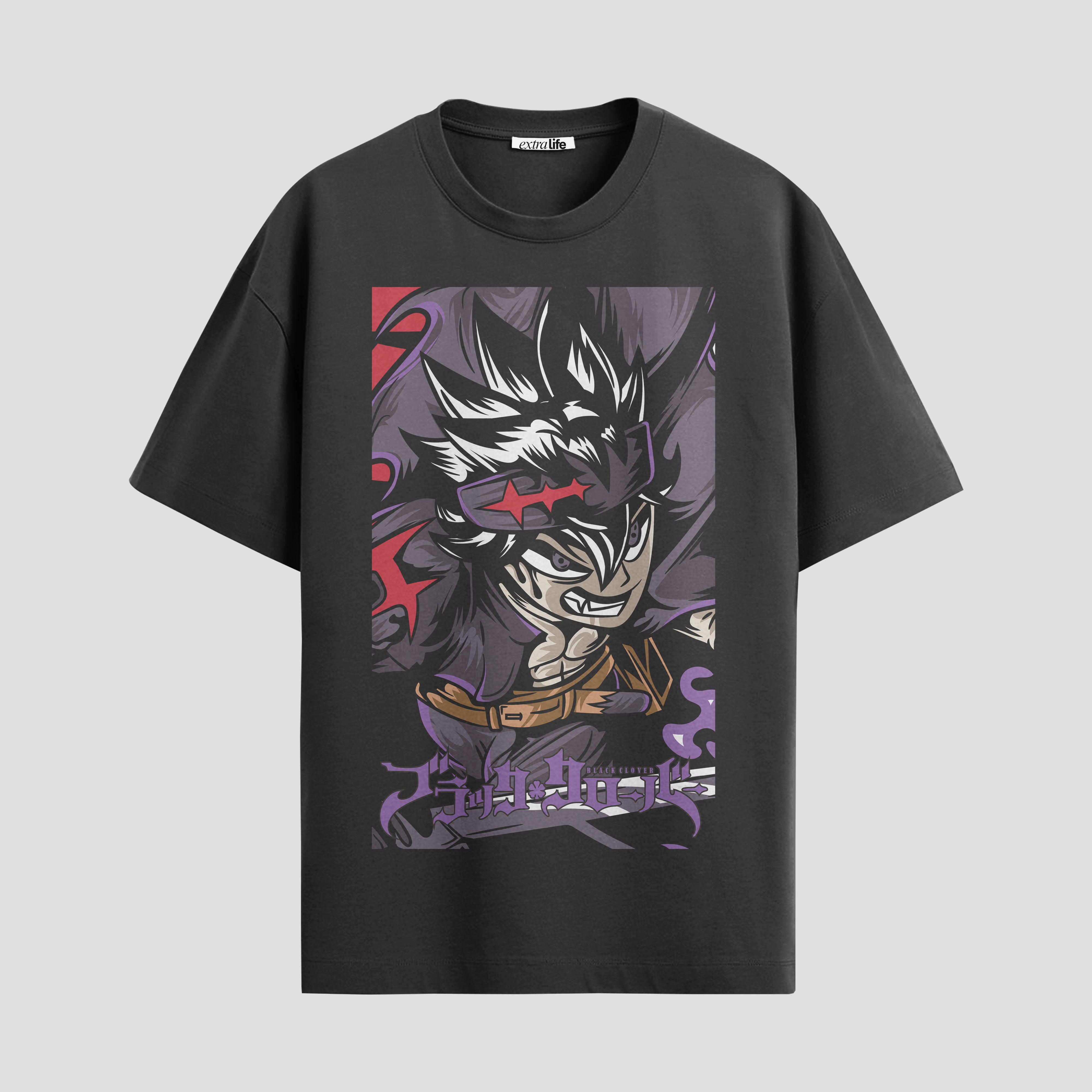 Playera urbana de anime y gaming ExtraLife MX, corte Standard Fit unisex ligero y transpirable en color Deep Black y Pure White, ropa de uso diario para gym y casual.
