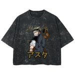 Playera streetwear premium de anime y gaming ExtraLife MX, corte boxy deluxe mineral wash heavyweight en color Acid Wash, moda urbana mexicana de culto.