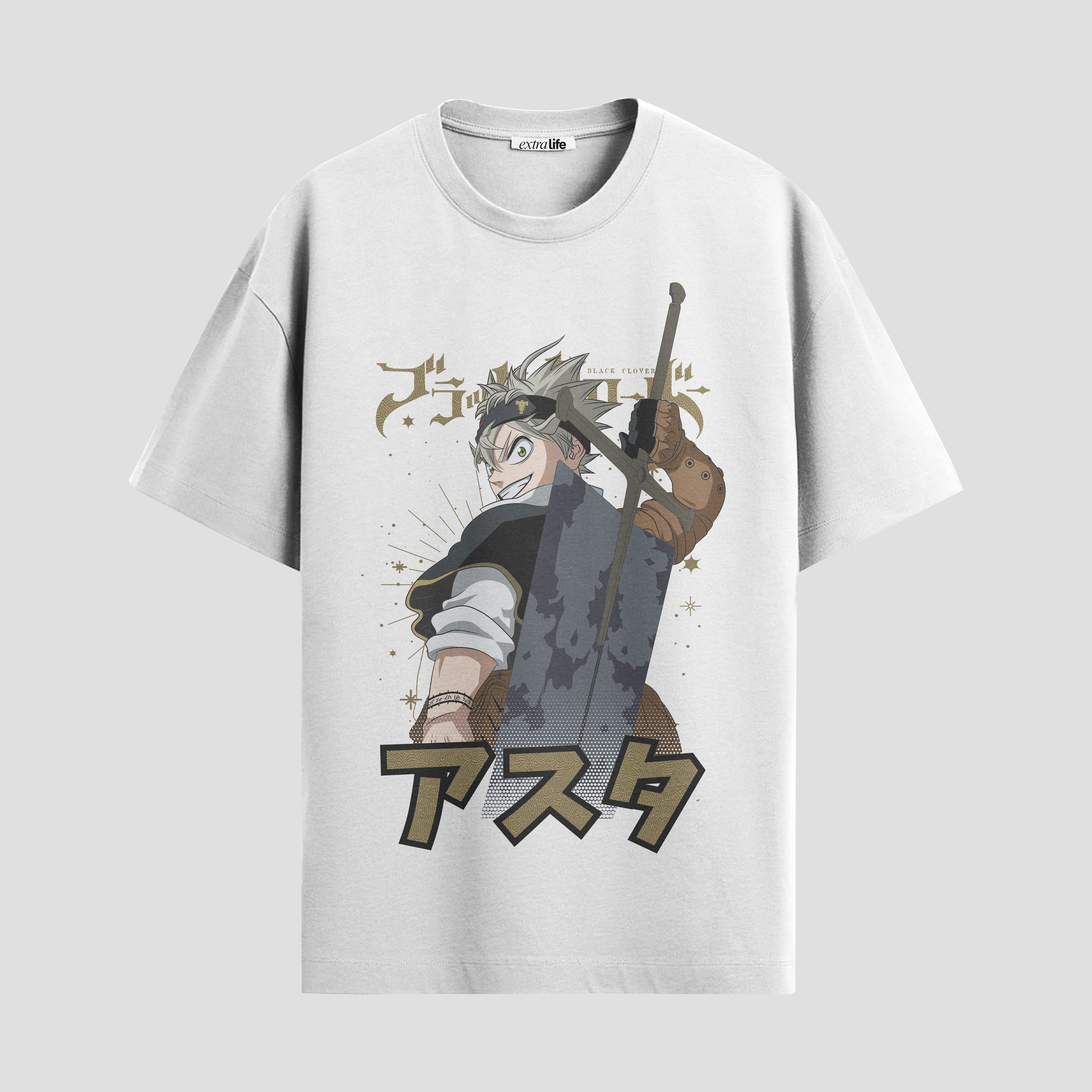 Playera urbana de anime y gaming ExtraLife MX, corte Standard Fit unisex ligero y transpirable en color Deep Black y Pure White, ropa de uso diario para gym y casual.