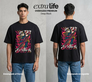 El Trebol Magico | Black Clover Asta #00226 - Playera Oversized Premium | Deep Black - Foto en modelo