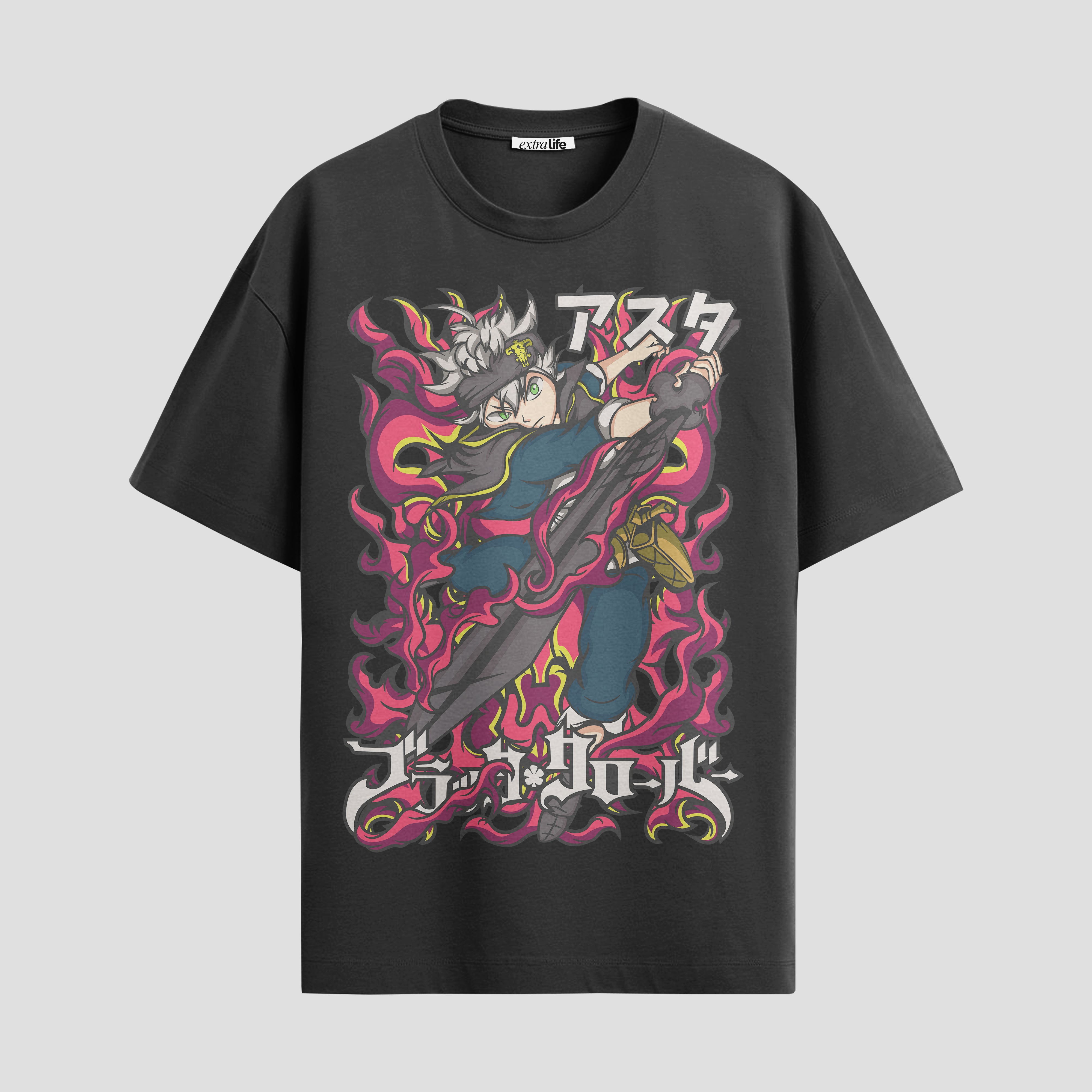 Playera urbana de anime y gaming ExtraLife MX, corte Standard Fit unisex ligero y transpirable en color Deep Black y Pure White, ropa de uso diario para gym y casual.
