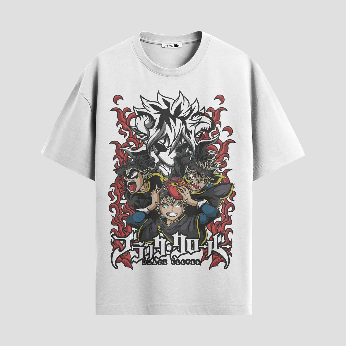 Playera urbana de anime y gaming ExtraLife MX, corte Classic Premium unisex ligero y transpirable en color Deep Black y Pure White, ropa de uso diario para gym y casual.