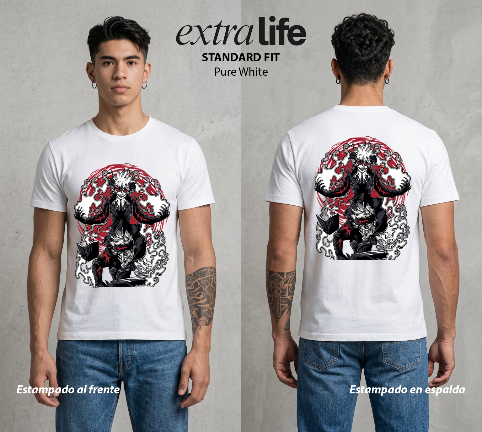 El Trebol Magico | Black Clover Asta Devil #00233 - Playera Standard Fit | Pure White - Foto en modelo