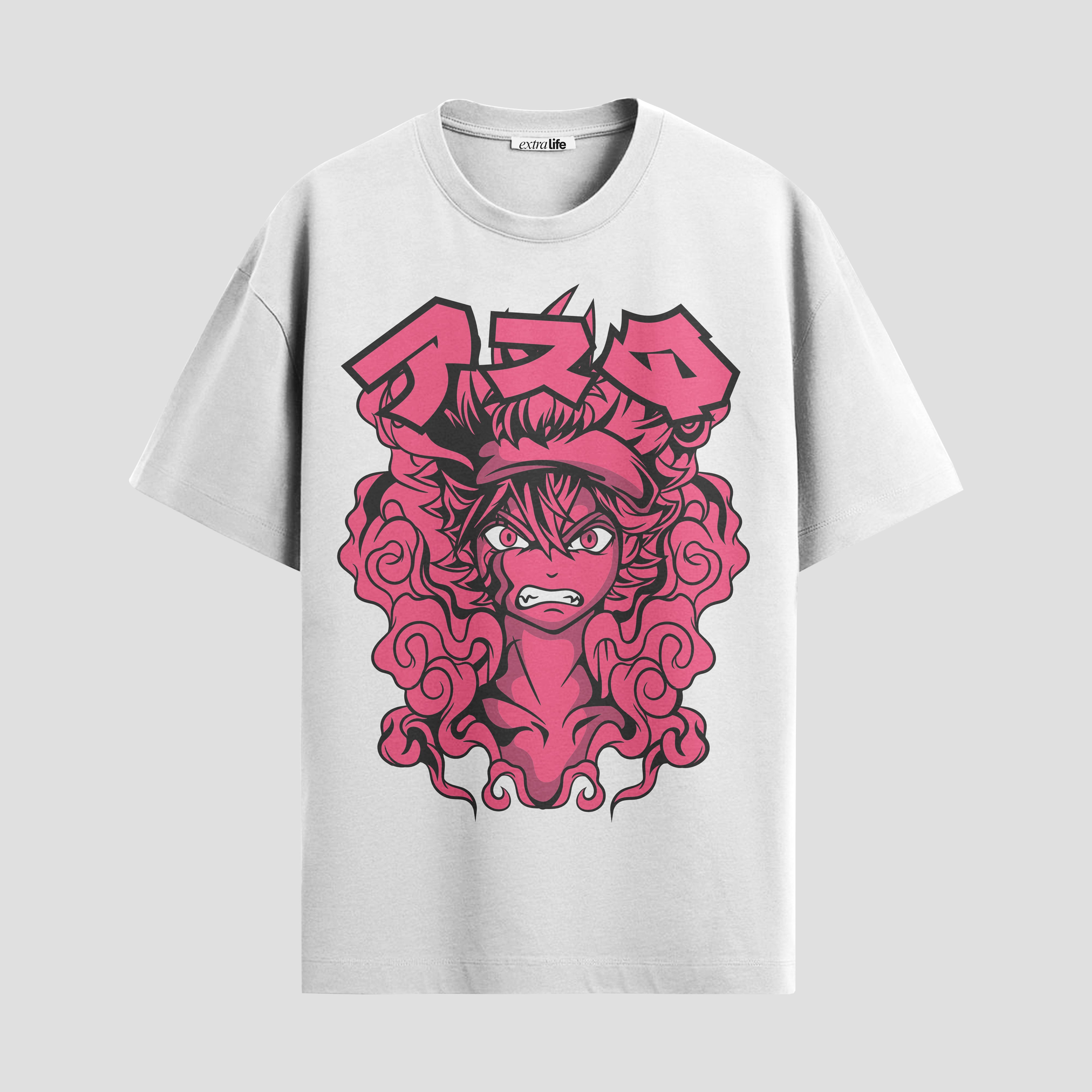 Playera urbana de anime y gaming ExtraLife MX, corte Standard Fit unisex ligero y transpirable en color Deep Black y Pure White, ropa de uso diario para gym y casual.