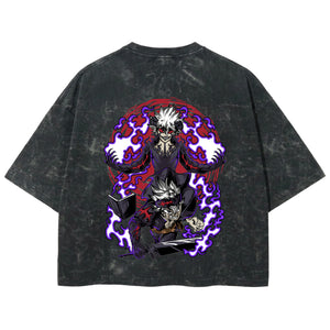 Playera streetwear premium de anime y gaming ExtraLife MX, corte boxy deluxe mineral wash heavyweight en color Acid Wash, moda urbana mexicana de culto.