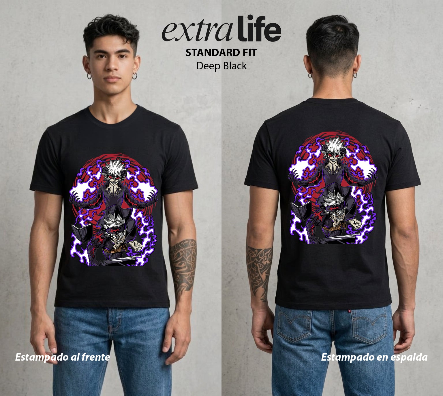 El Trebol Magico | Black Clover Devil Union #00239 - Playera Standard Fit | Deep Black - Foto en modelo
