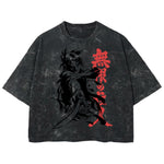 Playera streetwear premium de anime y gaming ExtraLife MX, corte boxy deluxe mineral wash heavyweight en color Acid Wash, moda urbana mexicana de culto.