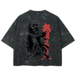 Playera streetwear premium de anime y gaming ExtraLife MX, corte boxy deluxe mineral wash heavyweight en color Acid Wash, moda urbana mexicana de culto.