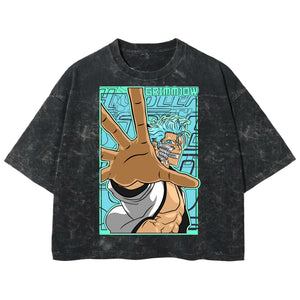Playera streetwear premium de anime y gaming ExtraLife MX, corte boxy deluxe mineral wash heavyweight en color Acid Wash, moda urbana mexicana de culto.