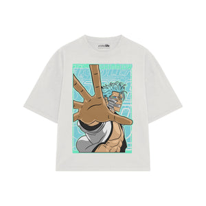 Playera streetwear premium de anime y gaming ExtraLife MX, corte oversized drop shoulder ligero y fresco en color Deep Black y Off-White, moda urbana mexicana de culto.