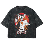 Playera streetwear premium de anime y gaming ExtraLife MX, corte boxy deluxe mineral wash heavyweight en color Acid Wash, moda urbana mexicana de culto.