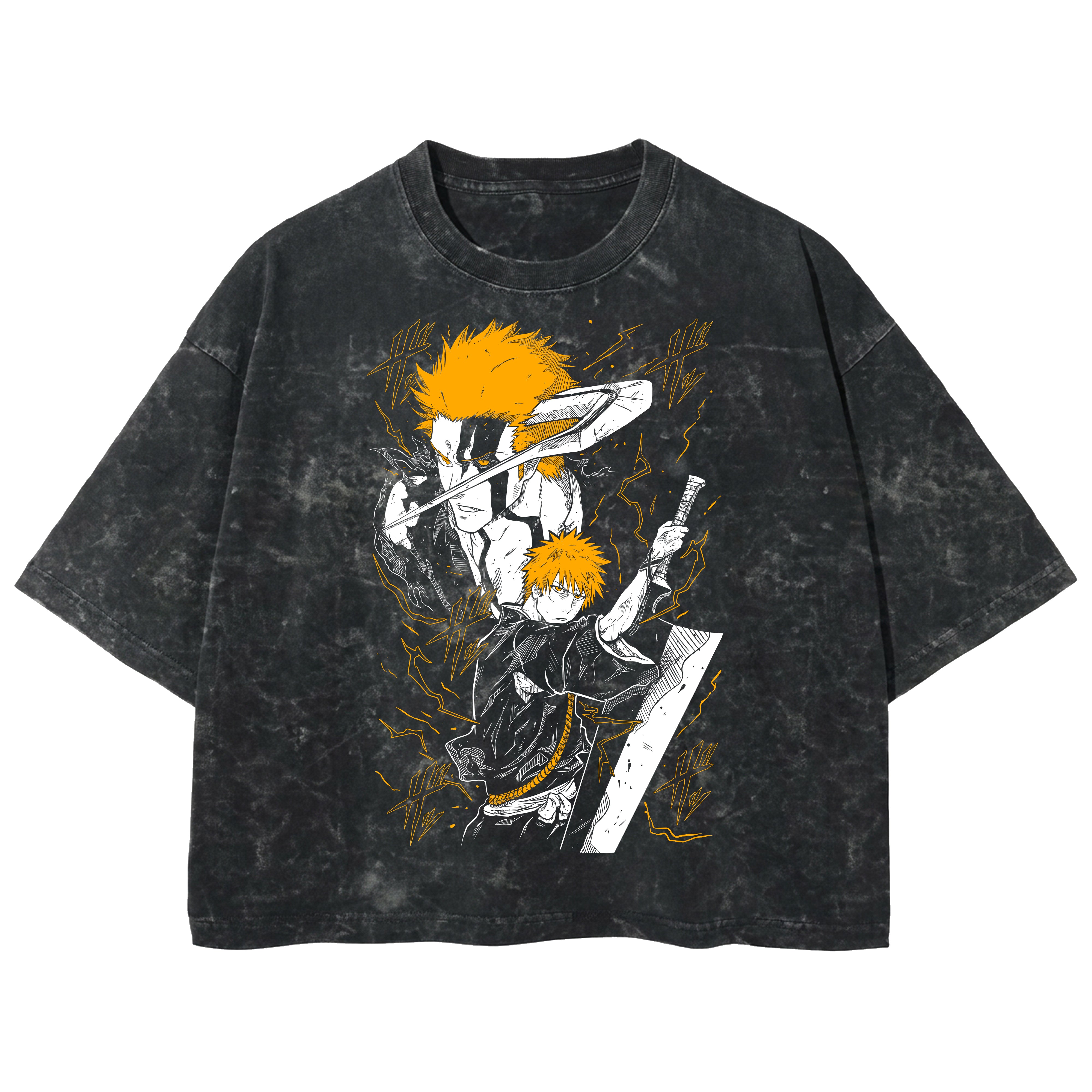 Playera streetwear premium de anime y gaming ExtraLife MX, corte boxy deluxe mineral wash heavyweight en color Acid Wash, moda urbana mexicana de culto.