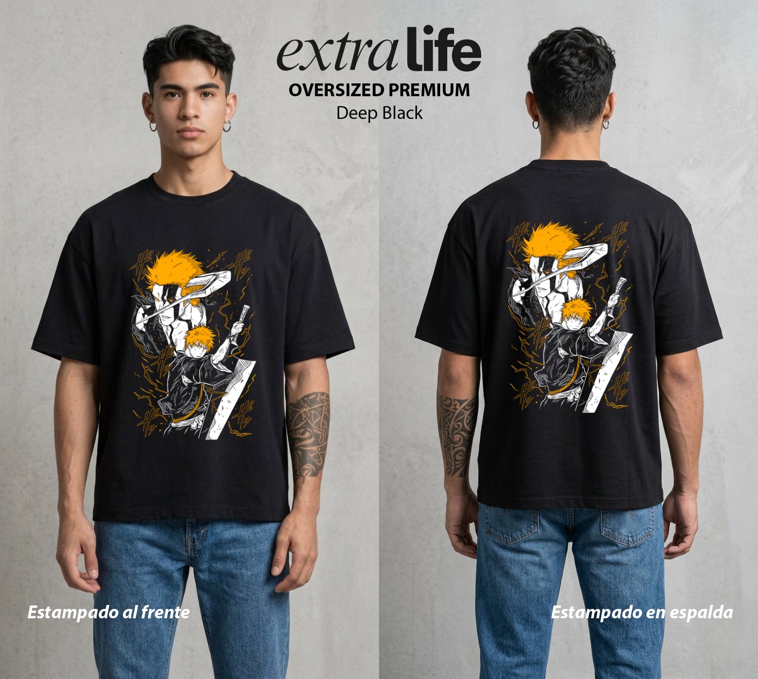 El Mundo de las Almas | El Sustituto del Alma #00258 - Playera Oversized Premium | Deep Black - Foto en modelo
