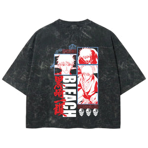 Playera streetwear premium de anime y gaming ExtraLife MX, corte boxy deluxe mineral wash heavyweight en color Acid Wash, moda urbana mexicana de culto.