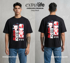 El Mundo de las Almas | La Mitad Oscura y Luminosa #00260 - Playera Oversized Premium | Deep Black - Foto en modelo