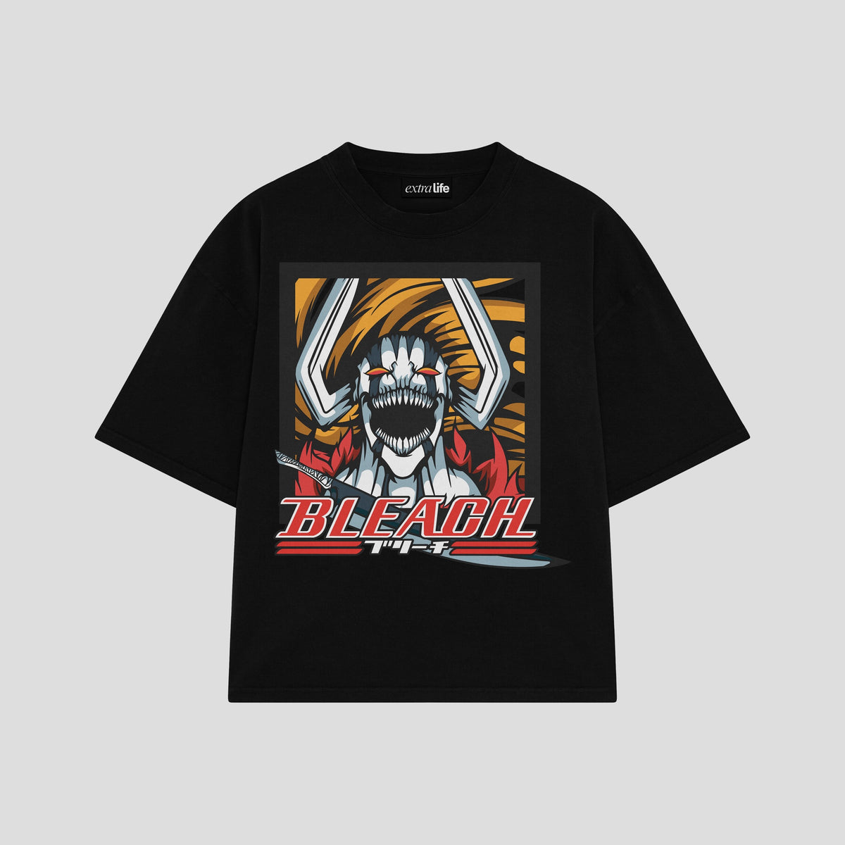 Playera streetwear premium de anime y gaming ExtraLife MX, corte oversized drop shoulder ligero y fresco en color Deep Black y Off-White, moda urbana mexicana de culto.