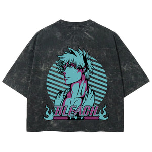Playera streetwear premium de anime y gaming ExtraLife MX, corte boxy deluxe mineral wash heavyweight en color Acid Wash, moda urbana mexicana de culto.