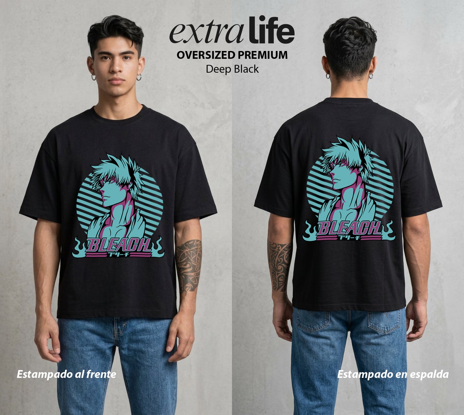 El Mundo de las Almas | El Kurosaki del Poder #00264 - Playera Oversized Premium | Deep Black - Foto en modelo
