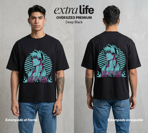 El Mundo de las Almas | El Kurosaki del Poder #00264 - Playera Oversized Premium | Deep Black - Foto en modelo