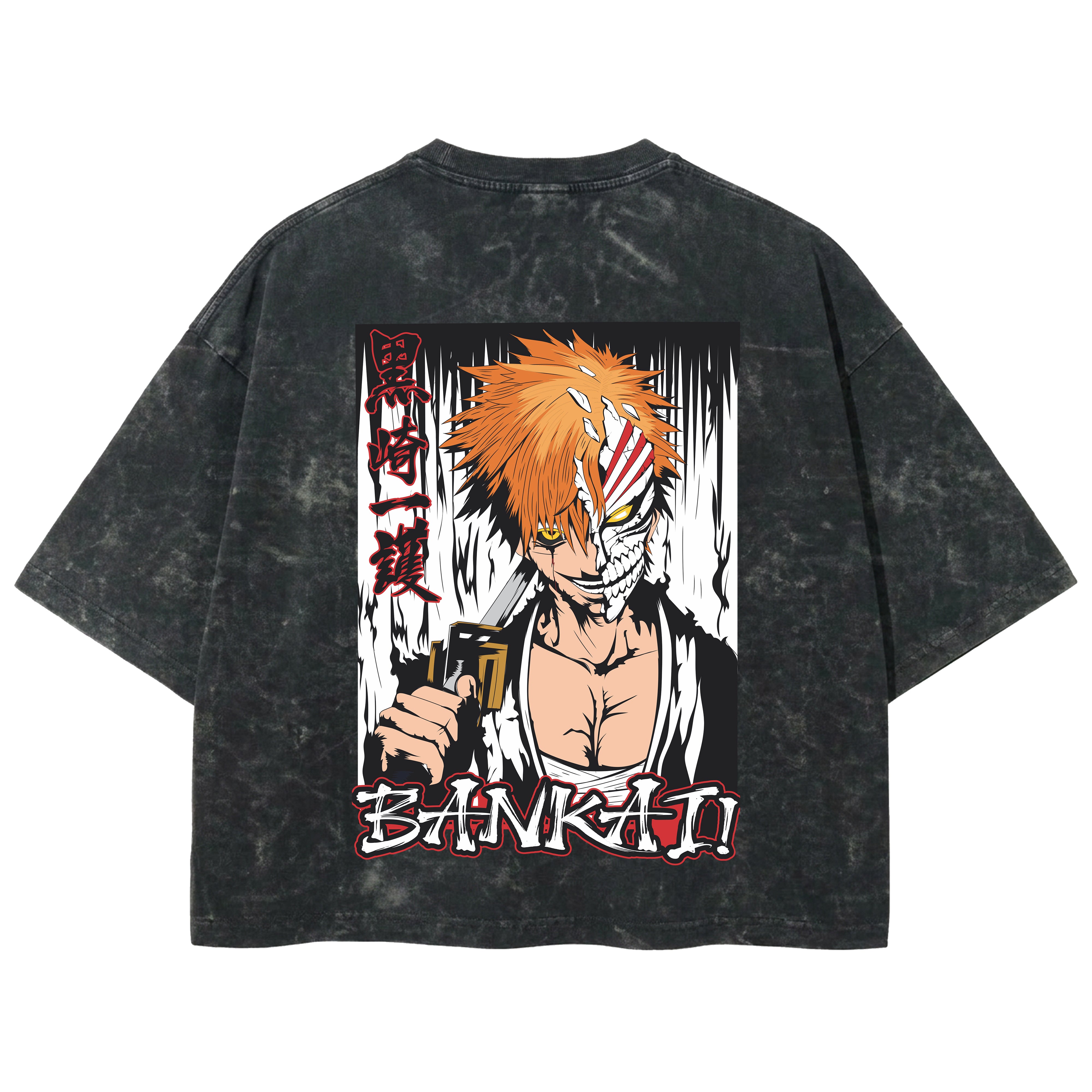 Playera streetwear premium de anime y gaming ExtraLife MX, corte boxy deluxe mineral wash heavyweight en color Acid Wash, moda urbana mexicana de culto.