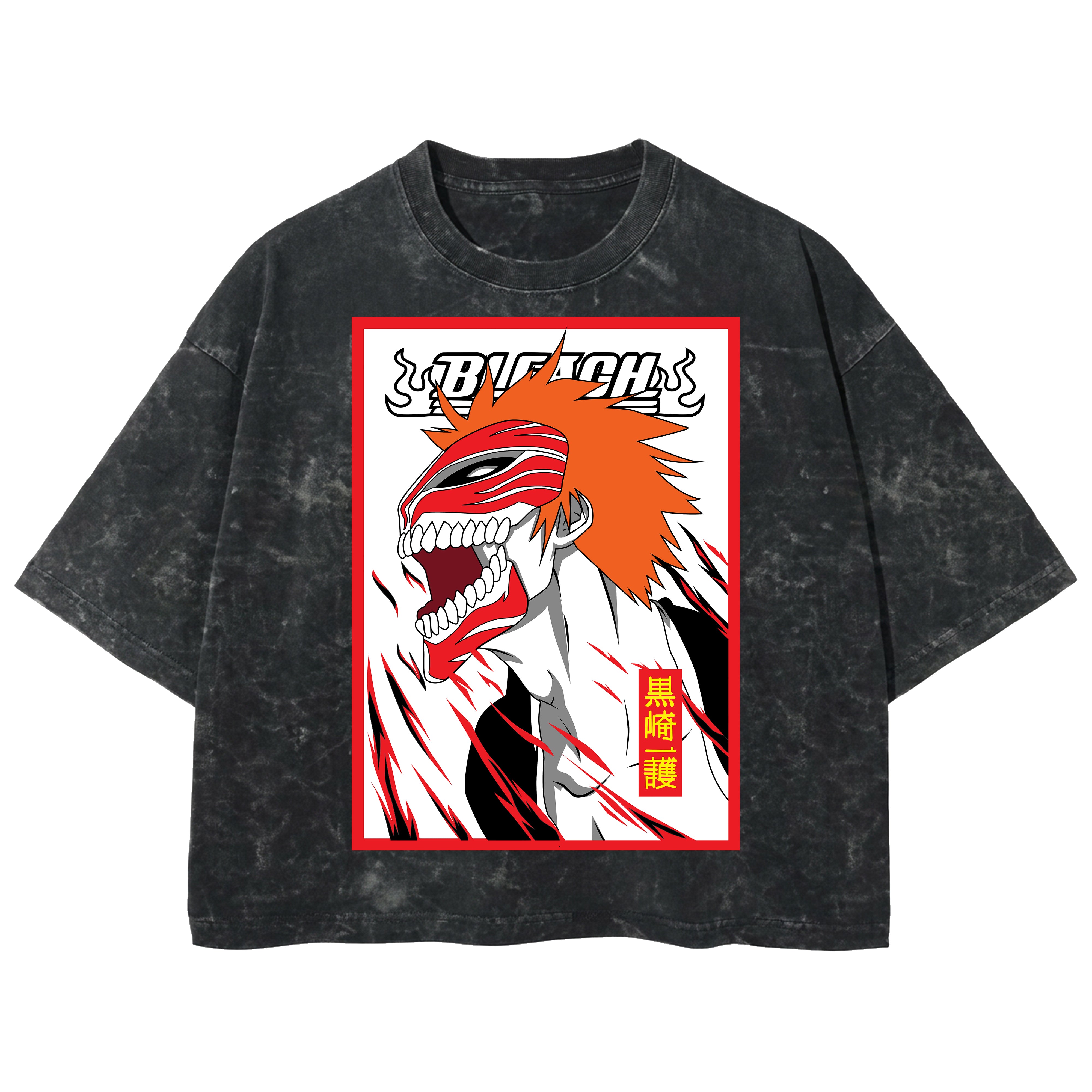 Playera streetwear premium de anime y gaming ExtraLife MX, corte boxy deluxe mineral wash heavyweight en color Acid Wash, moda urbana mexicana de culto.