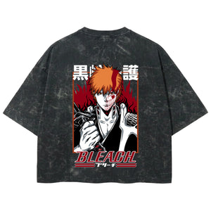 Playera streetwear premium de anime y gaming ExtraLife MX, corte boxy deluxe mineral wash heavyweight en color Acid Wash, moda urbana mexicana de culto.
