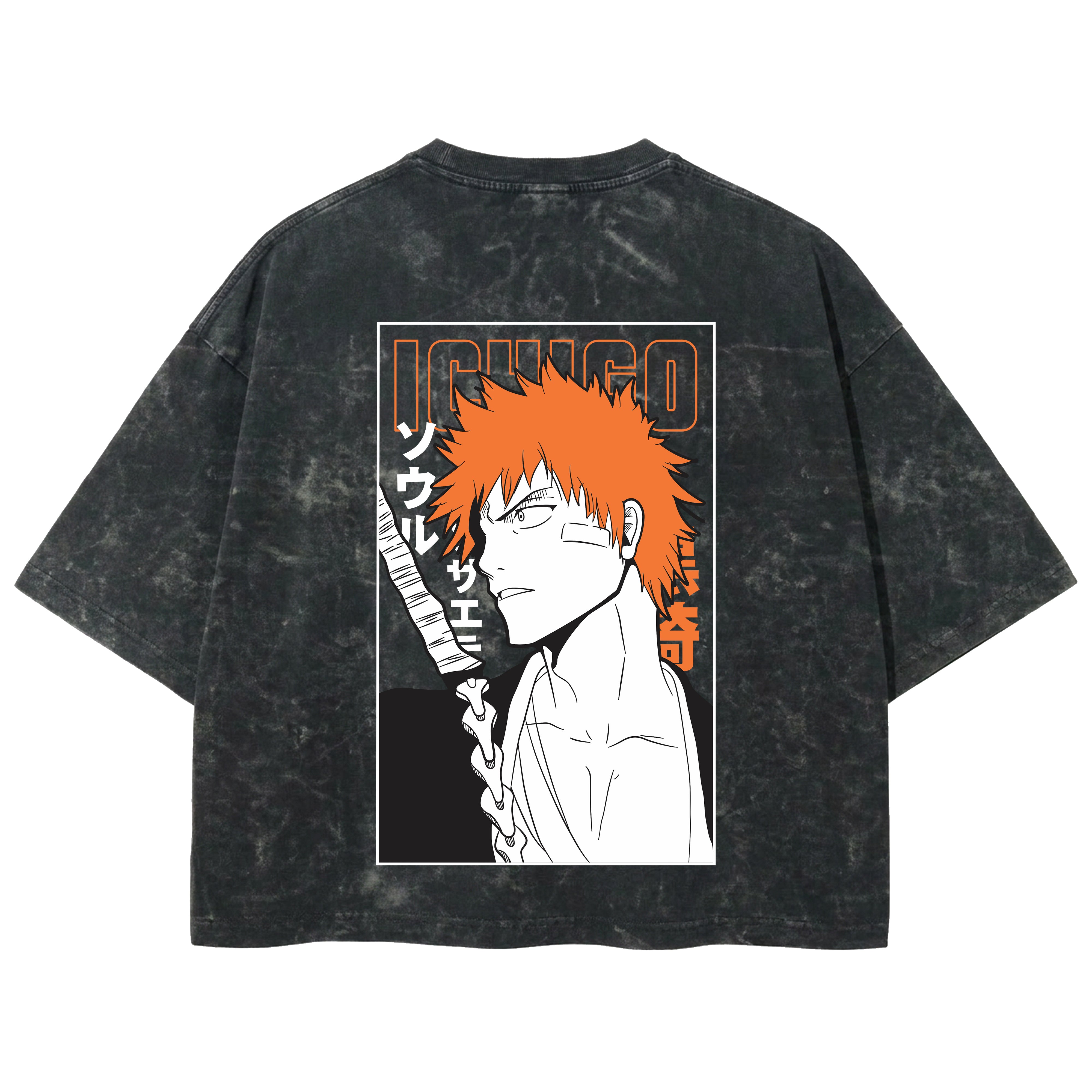 Playera streetwear premium de anime y gaming ExtraLife MX, corte boxy deluxe mineral wash heavyweight en color Acid Wash, moda urbana mexicana de culto.