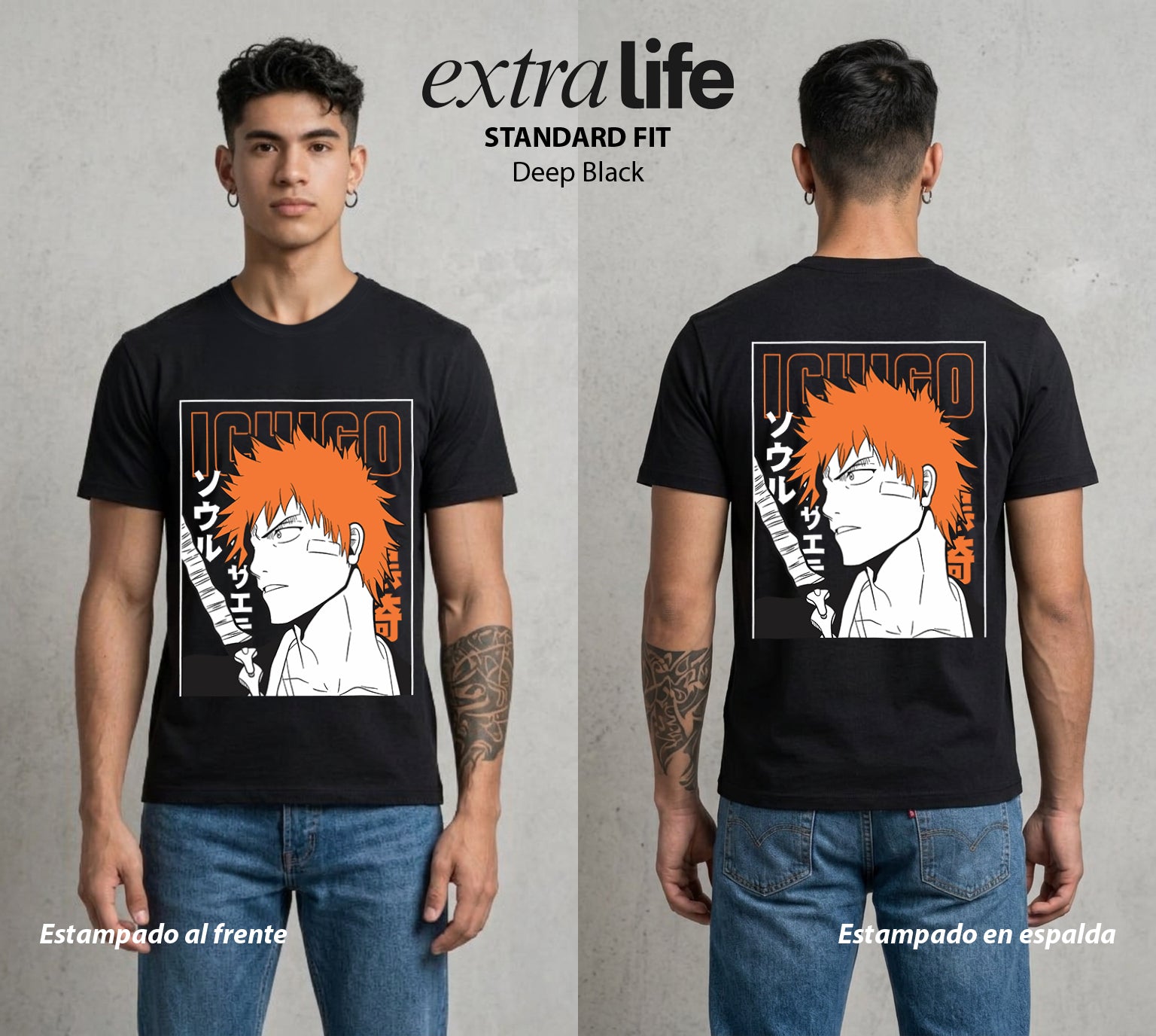 El Mundo de las Almas | El Alma Naranja #00270 - Playera Standard Fit | Deep Black - Foto en modelo