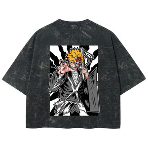 Playera streetwear premium de anime y gaming ExtraLife MX, corte boxy deluxe mineral wash heavyweight en color Acid Wash, moda urbana mexicana de culto.