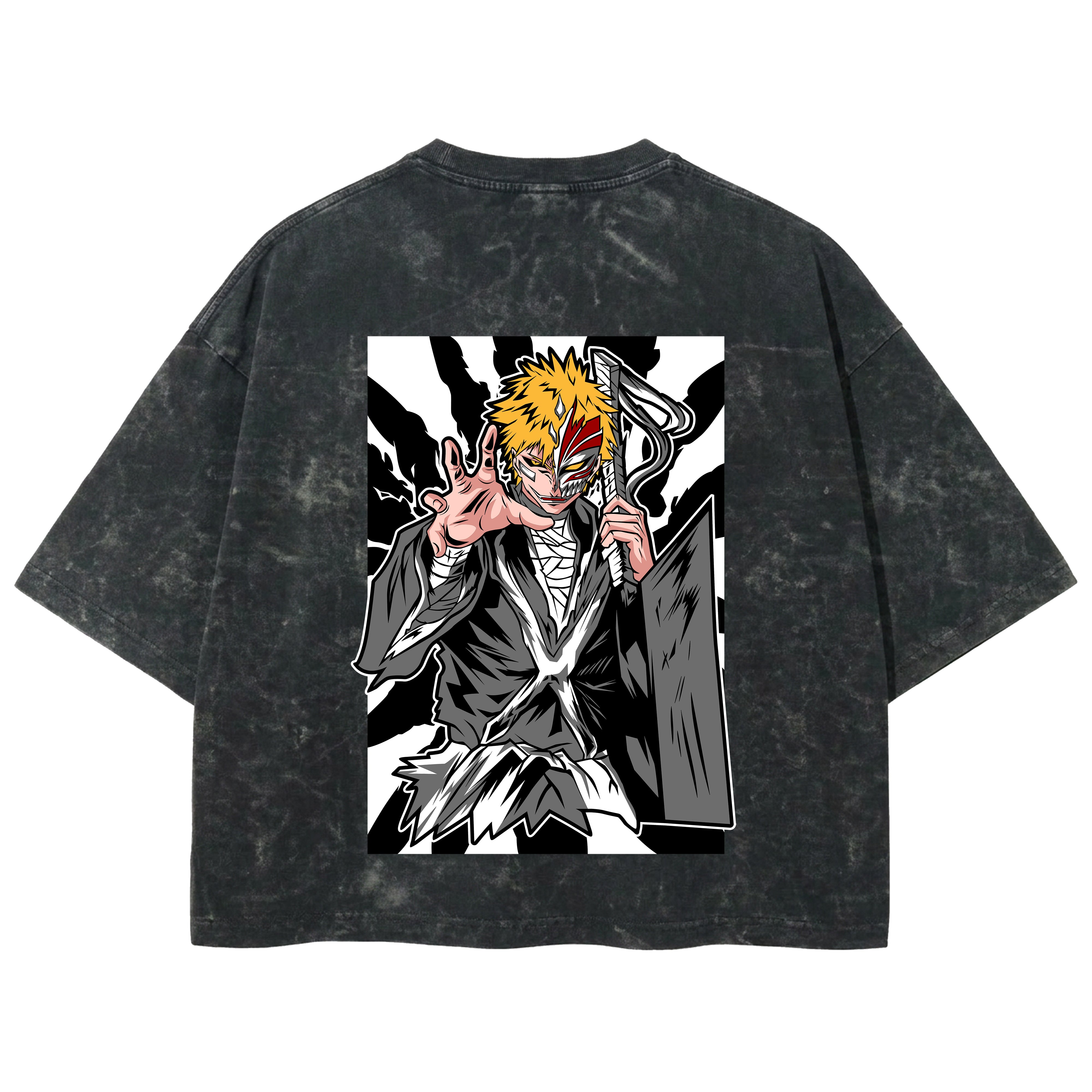 Playera streetwear premium de anime y gaming ExtraLife MX, corte boxy deluxe mineral wash heavyweight en color Acid Wash, moda urbana mexicana de culto.