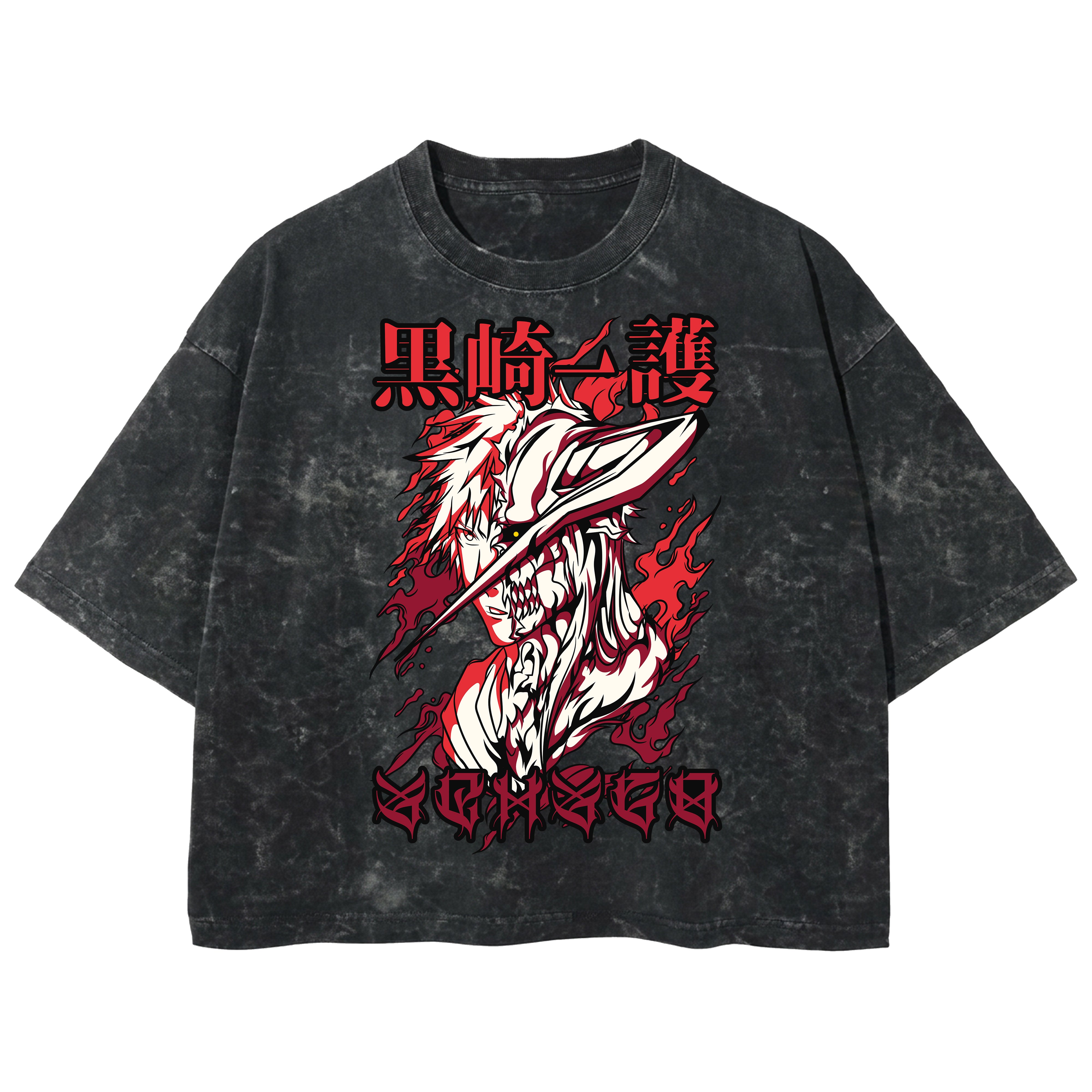 Playera streetwear premium de anime y gaming ExtraLife MX, corte boxy deluxe mineral wash heavyweight en color Acid Wash, moda urbana mexicana de culto.